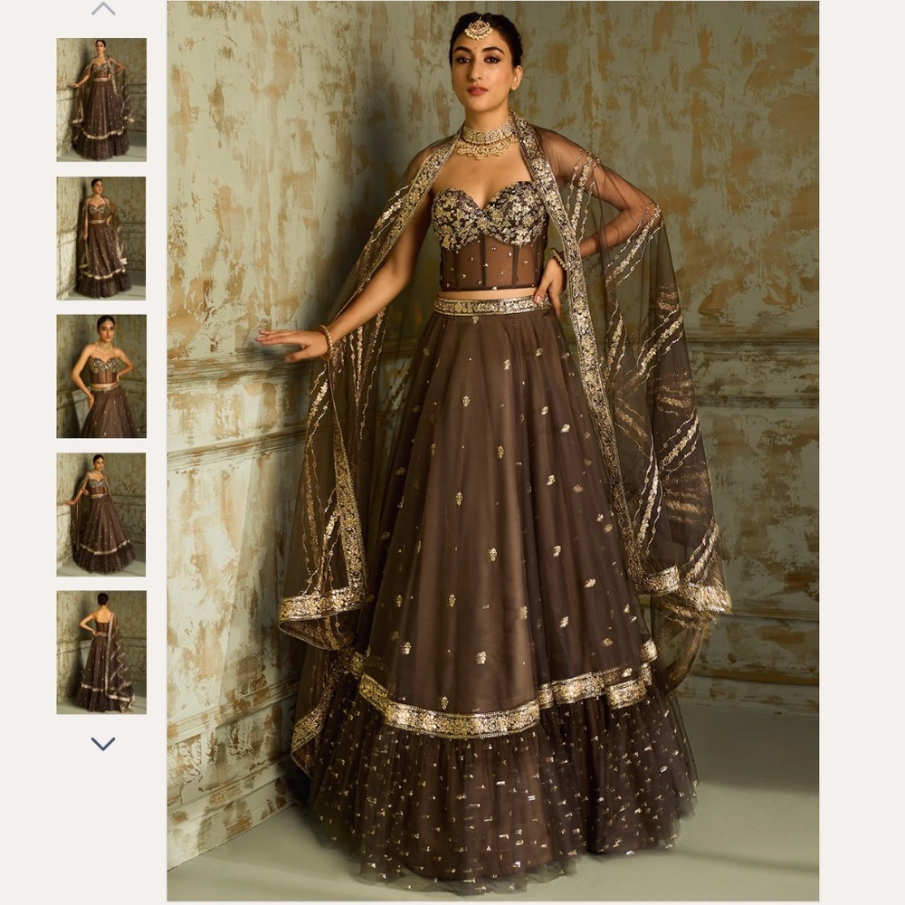 Lashkaraa Dark Grey Embellished Corset Style Lehenga